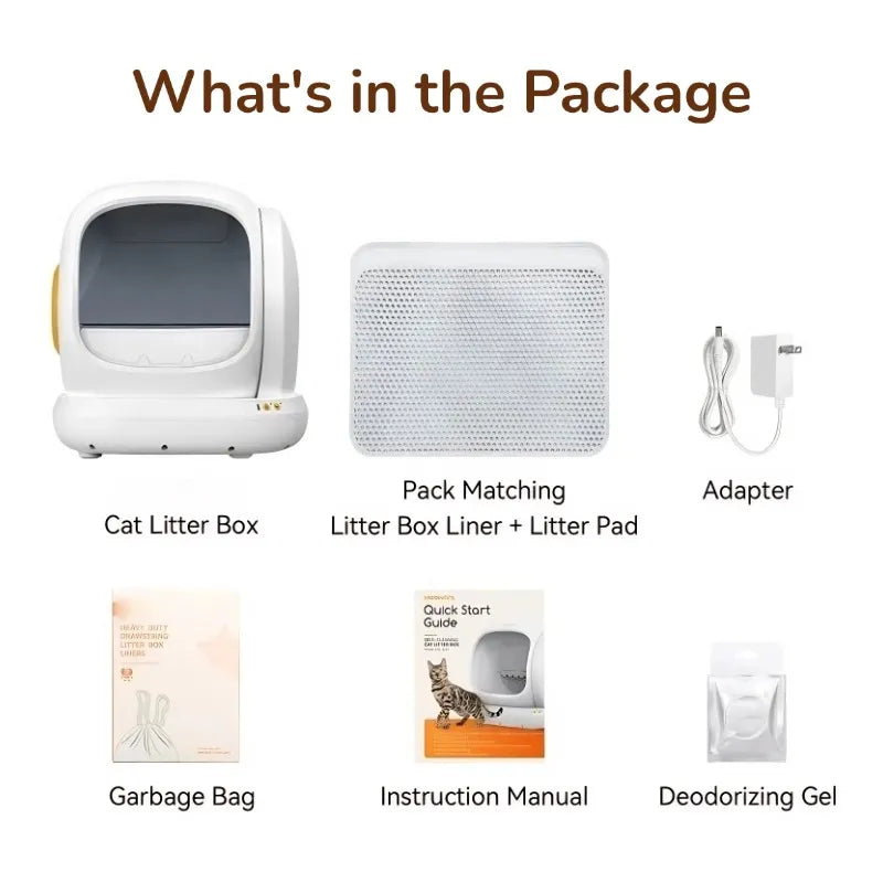SmartBox: The Never-Scoop Automatic Litter Robot. 100% Odor-Free, Ultra-Quiet (35dB) & Spacious 75L Design for Big Cats.