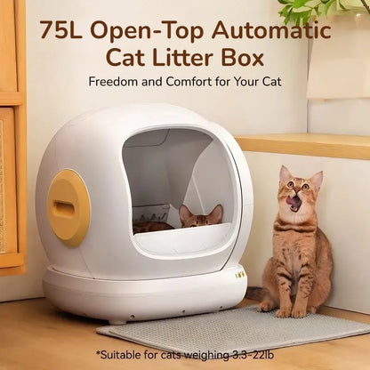 75L Extra-Large Smart Litter Box: 9-Sensor Safety, 35dB Whisper-Quiet & 3 Free Bags of Premium Litter!