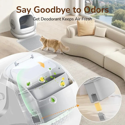 75L Extra-Large Smart Litter Box: 9-Sensor Safety, 35dB Whisper-Quiet & 3 Free Bags of Premium Litter!