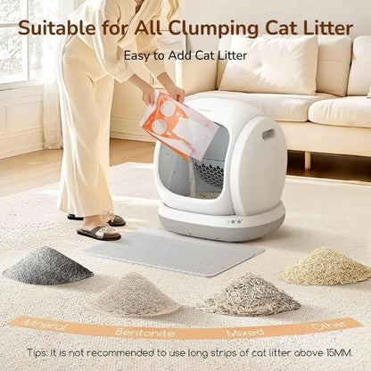 75L Extra-Large Smart Litter Box: 9-Sensor Safety, 35dB Whisper-Quiet & 3 Free Bags of Premium Litter!