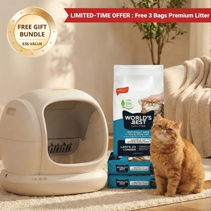 75L Extra-Large Smart Litter Box: 9-Sensor Safety, 35dB Whisper-Quiet & 3 Free Bags of Premium Litter!