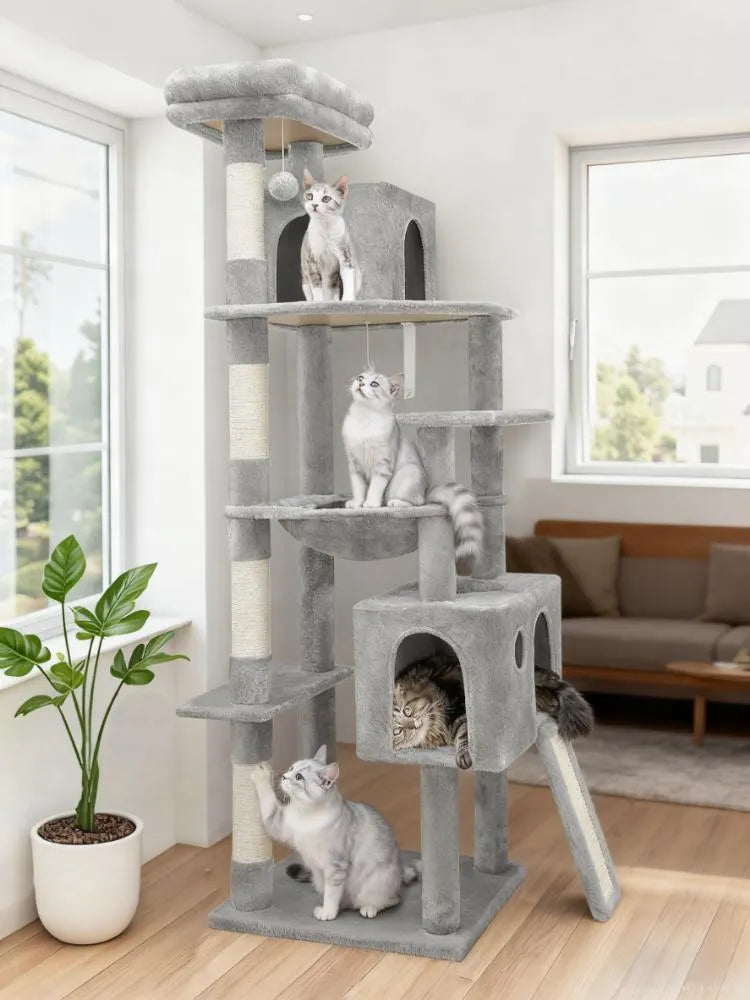 Large Cat Tree – 70 Inch, Sturdy with Scratching Post, Hammock & Condo for Indoor Cats