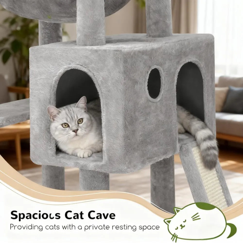 Large Cat Tree – 70 Inch, Sturdy with Scratching Post, Hammock & Condo for Indoor Cats