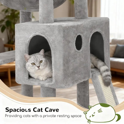 Large Cat Tree – 70 Inch, Sturdy with Scratching Post, Hammock & Condo for Indoor Cats